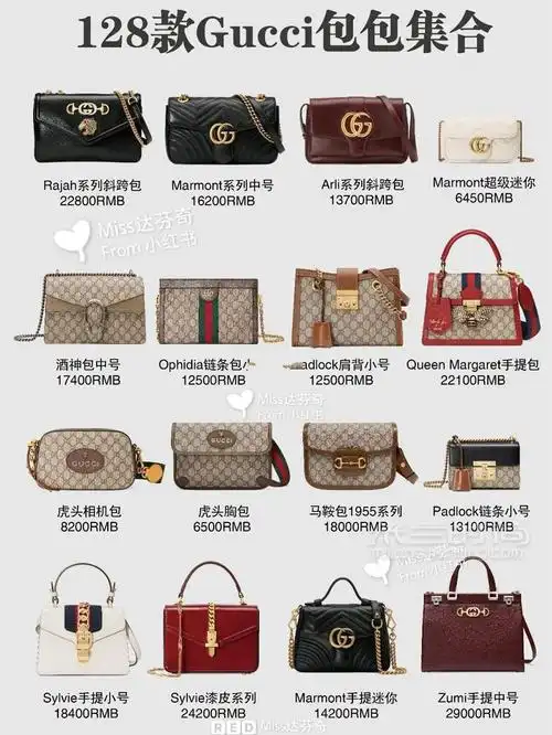 128款gucci九大系列包包九张图带你全看完虎头古驰