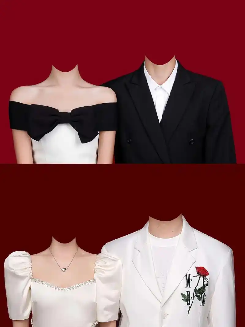 结婚登记照修图换服装素材分享, - 抖音