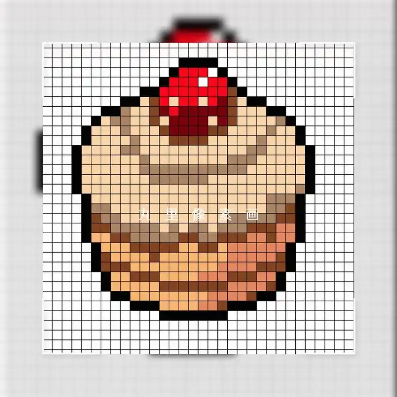 樱桃小蛋糕07像素画.#网格画教学 #像素画 #像素画教程 - 抖音