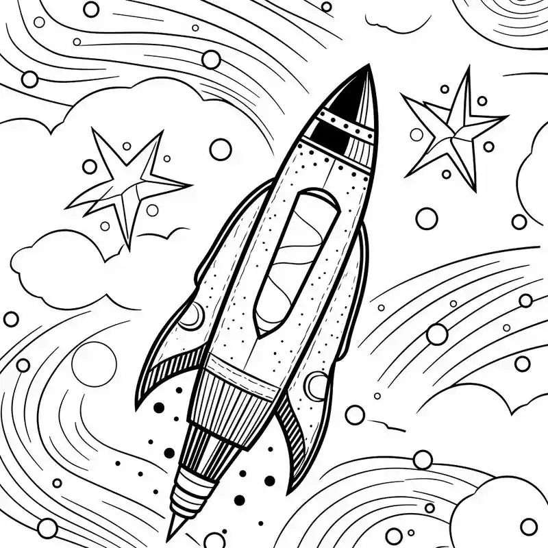 火箭简笔画{儿童涂色画}.多张充满欢快氛围的火箭升空画,可临 - 抖音