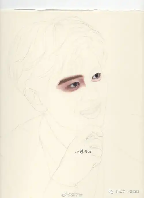 彩铅手绘人像过程分享-任嘉伦
