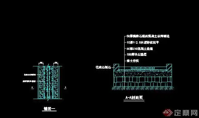三个鹅卵石铺装设计cad施工详图