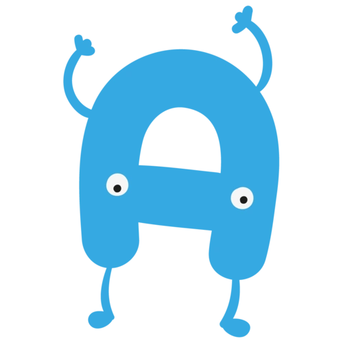 卡通蓝色可爱拟人字母a 【免抠元素png】-90设计网