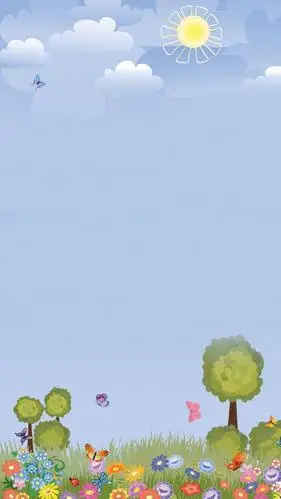 卡通可爱的蓝色背景和花草h5背景