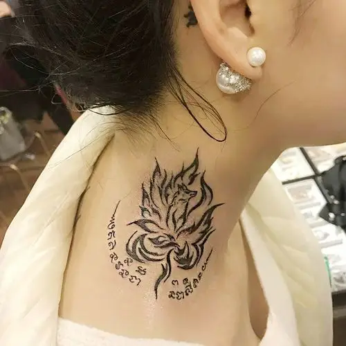 泰国九尾狐纹身法力持久狐仙刺符刺青预约招桃花异性缘感情和合