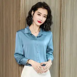 长袖真丝衬衣女