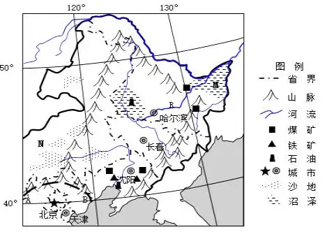 (2016高二上·北仑期中)      读我国东北地区略图,完成下列