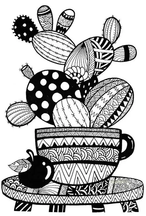 线描仙人掌简笔画(儿童画教程线描画仙人掌)(8)