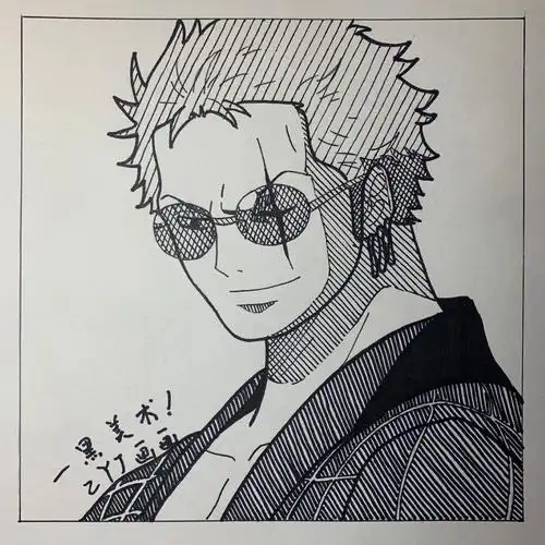 海贼王系列索隆头像手绘过程