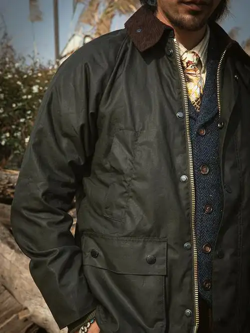 红风英式复古猎装油蜡夹克秋冬风衣工装外套夹克