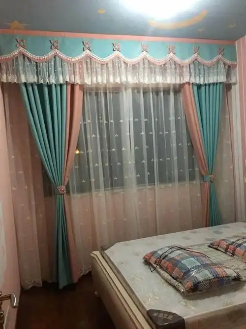 双层平直幔加长花边