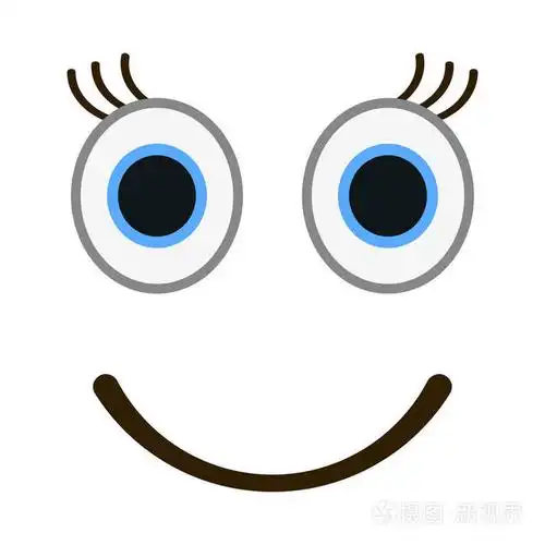 笑脸图释与快乐的眼睛.女性表情符号矢量图