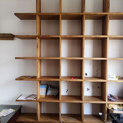 书架定制榆木松木隔断吊柜实木书柜格子定做书架