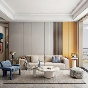 硬包电视背景墙木格栅现代轻奢沙发背景墙卧室床头软包硬装背景墙