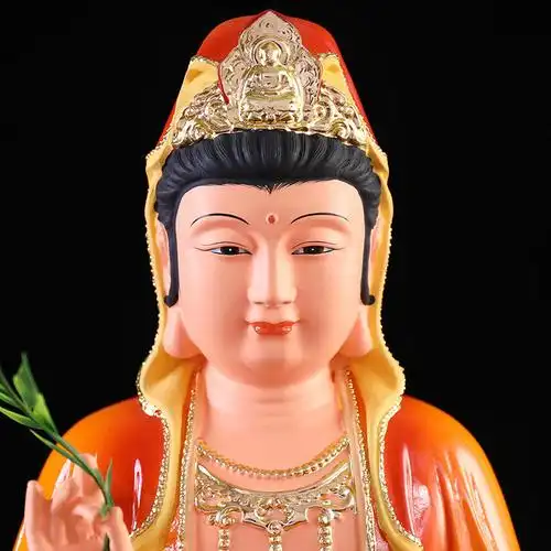 新款观音佛像南海滴水观世音菩萨娘娘居家供奉家用客厅保平安树脂摆件