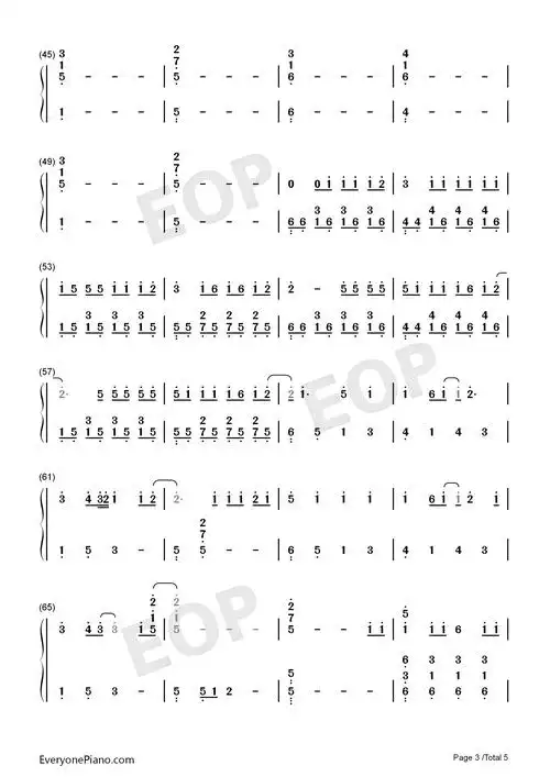 下坠falling-开口沉沦注定要单曲循环-抖音2019最火bgm双手简谱预览3