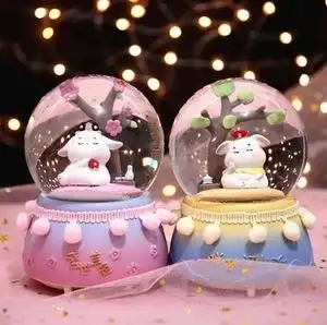 新品水晶球透明 圆球 梦幻生日音乐盒摆件带雪花小号迷你玻璃可爱