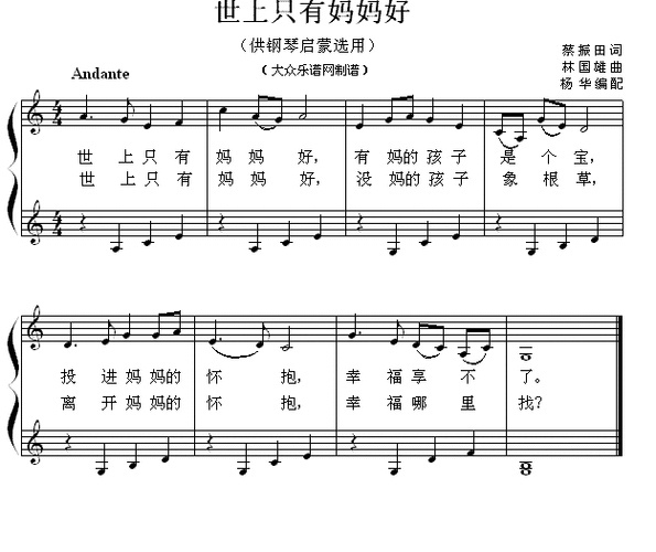 钢琴启蒙小曲 54 世上只有妈妈好