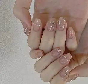 心上月仙女系列简约裸色金线手绘美甲碎钻爆闪冰透气质穿戴甲