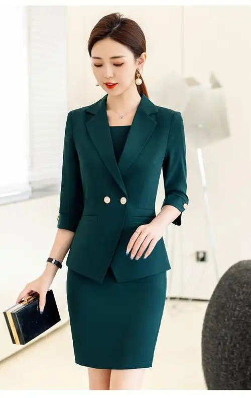 艺考生面试正装西服套裙女夏装薄款修身气质女神范七分袖职业西