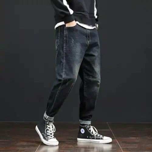 newlake弹力牛仔裤男宽松大码200斤微胖休闲哈龙萝卜胖人裤子显瘦秋冬