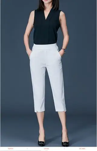 佳泽雨哈伦七分裤女薄款宽松休闲裤2020新款白色裤子大码高腰 米白色