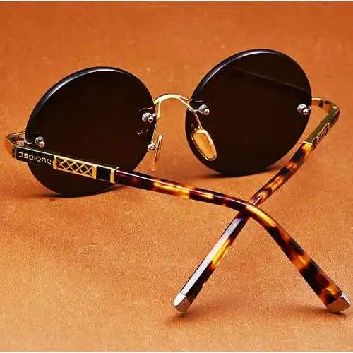 天然水晶石头镜中年男人高清圆形200弯托里克茶色太阳镜石头眼镜男女