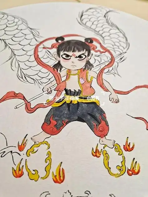 哪吒简笔画图片彩色 哪吒简笔画图片彩色三头六臂