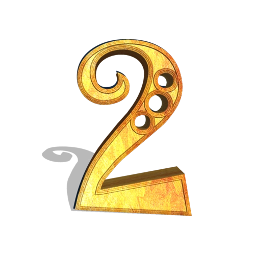 3d立体木质阿拉伯数字2图片