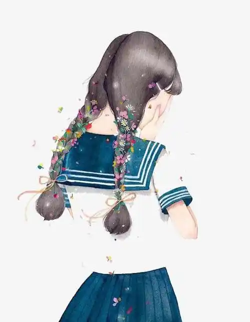 清新水彩画手绘人物背影意境清新淡雅唯美插画