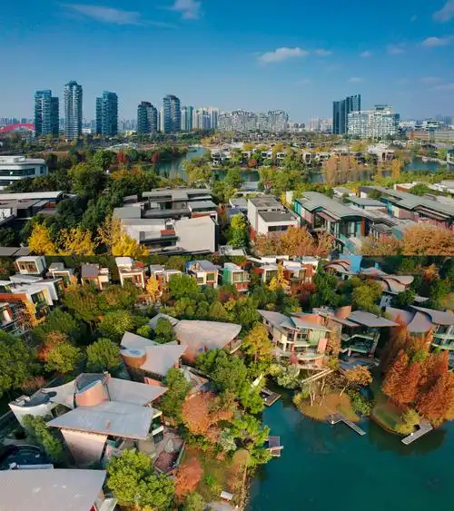 成都地标麓湖生态城 高端楼盘房地产航拍1