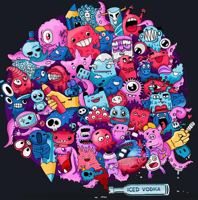 潮流插画文化衫涂鸦风格图案设计