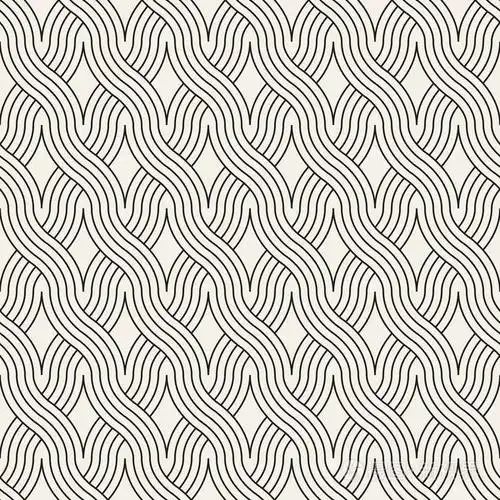 矢量无缝图案. 现代时尚抽象纹理. 重复圆形波浪几何瓷砖,条纹元素