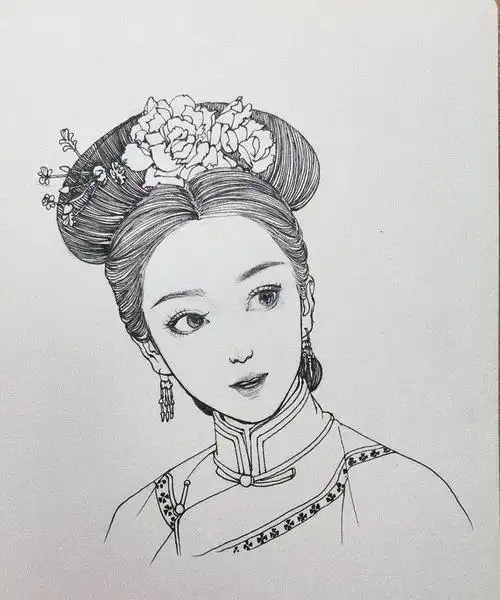 高能多图!古风汉服人物手绘线稿