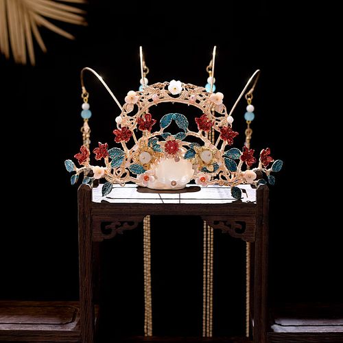 月兰诗 月兰诗(yuelanshi) 发冠汉服头饰婚嫁凤冠古风新娘发饰明制宋