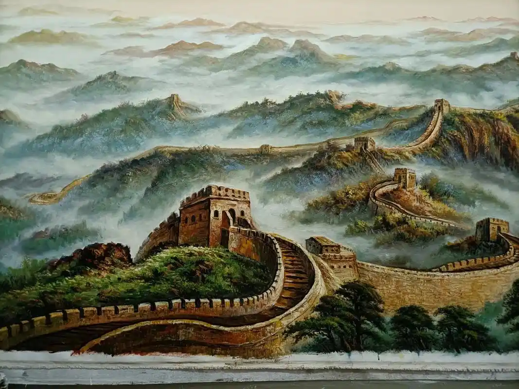 油画作品《长城万里》#带你走进画里 #山水画 ##原创作品  - 抖音