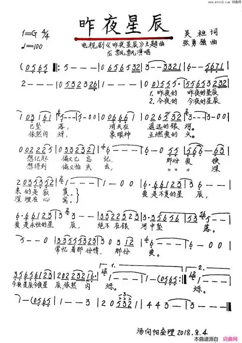 昨夜星辰简谱1