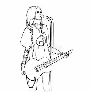 摇滚女黑白图片-摇滚女黑白素材-摇滚女黑白插画-摄图新视界