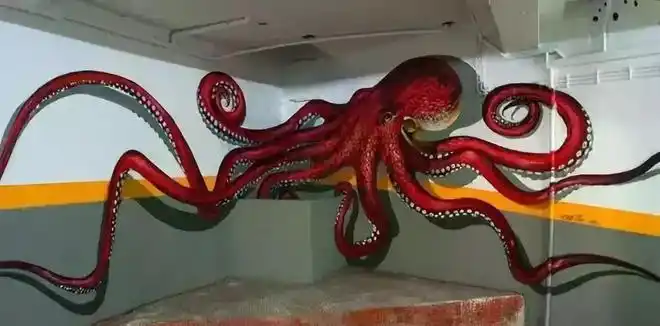 如此逼真的街头3d立体画是要吓哭路人吗