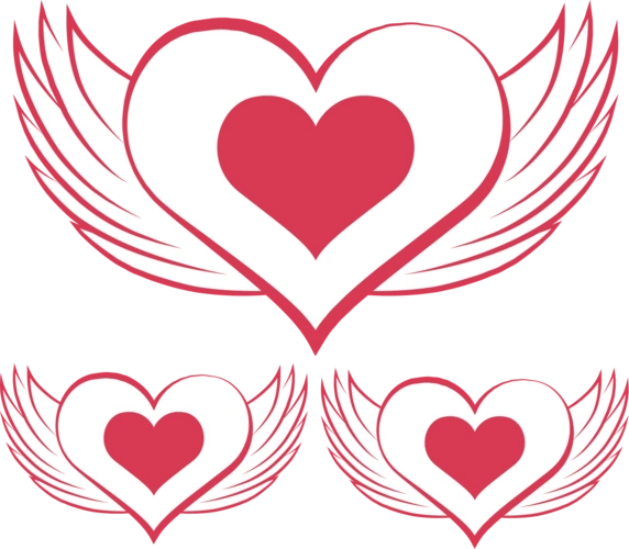情人节带翅膀的心形装饰元素