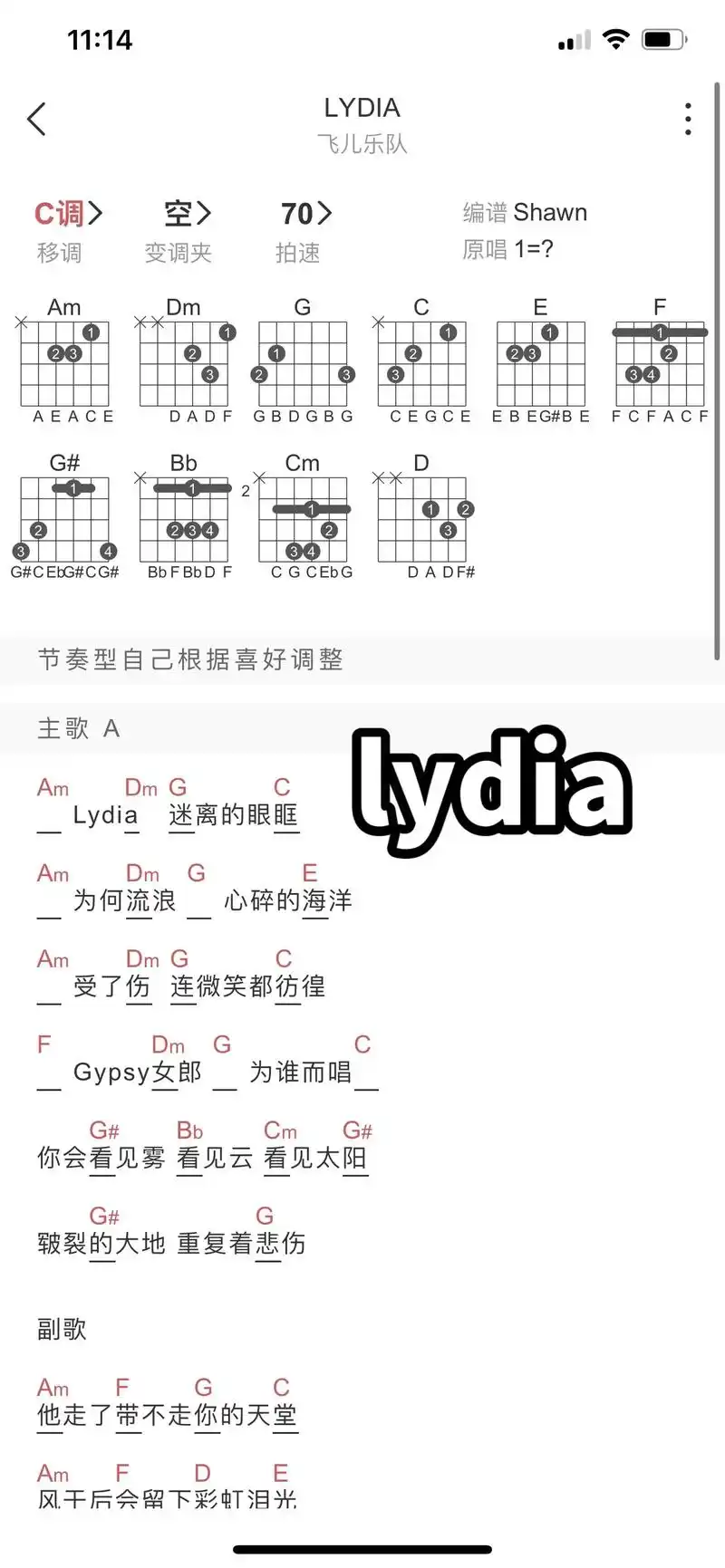 你会看见雾看见雨看见太阳.#lydia #吉他谱 #零基础学 - 抖音