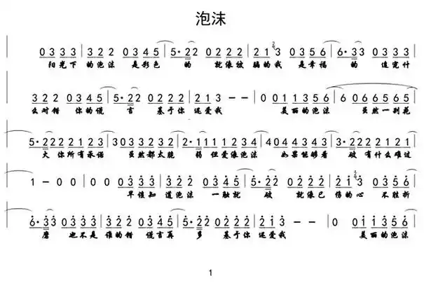 《泡沫》_歌谱简谱_歌词简介_曲谱资料