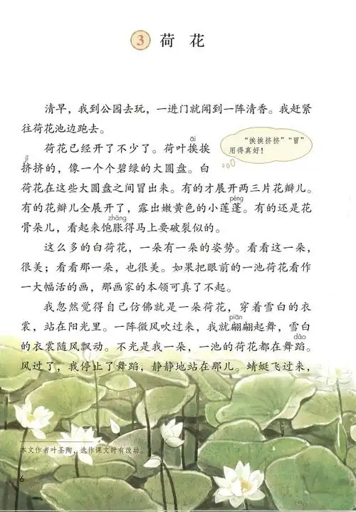 荷花电子课本部编版语文三年级下册