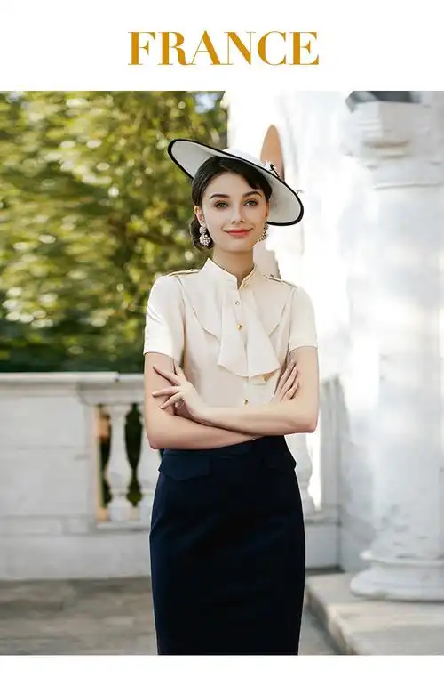 ad时尚职业装女装夏季短袖衬衫套装名媛ol荷叶领衬衣套裙白领夏装