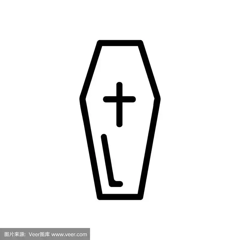 棺材图标矢量.孤立轮廓符号插图