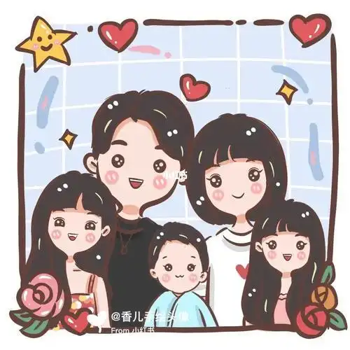 可可爱爱一家人98699969976997简笔画小头像全家福