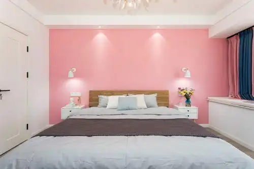 粉色卧室窗帘2装修效果图打开隔墙,客厅书房大变样,家里