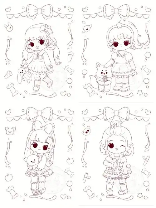 可爱q版女生线稿