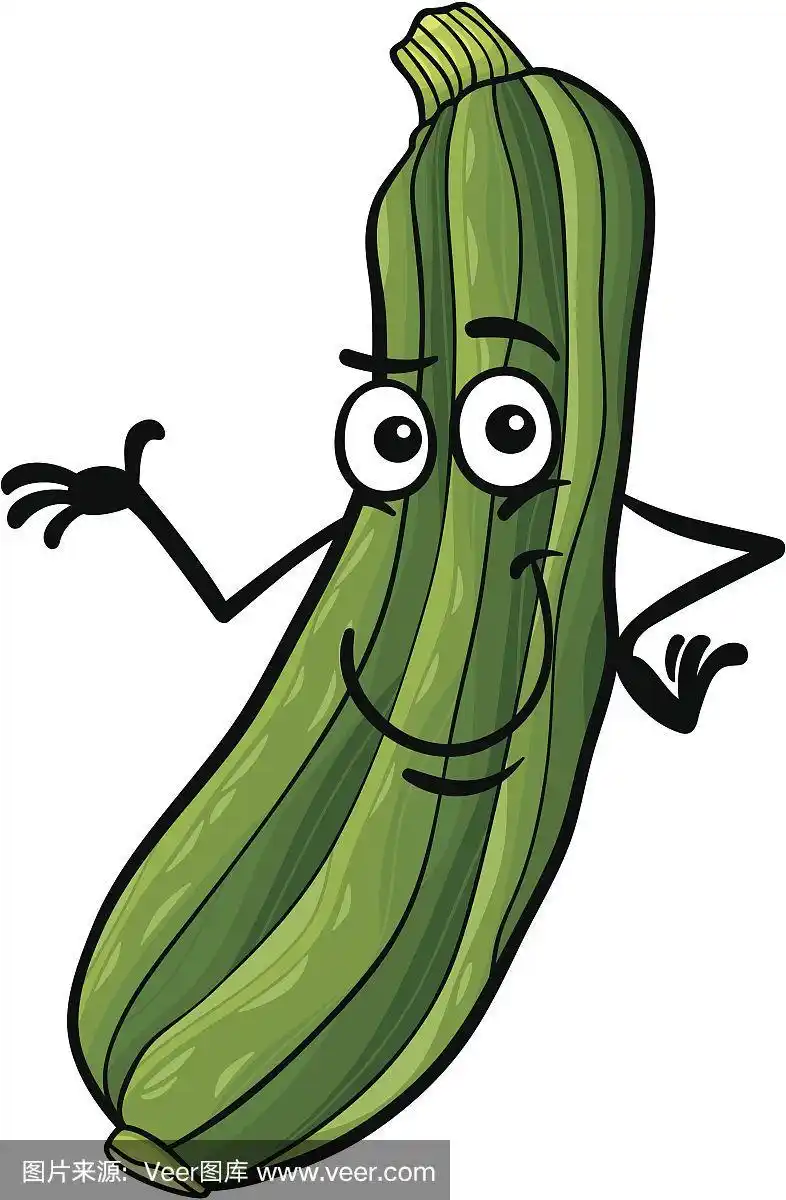 有趣的西葫芦蔬菜卡通插图