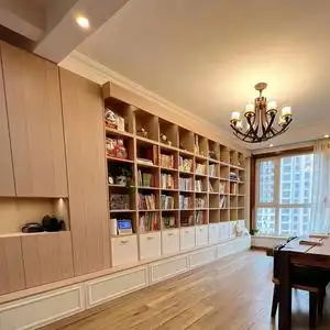 创意满墙实木书柜客厅到顶一体整墙图书馆书架大容量可定制电视柜